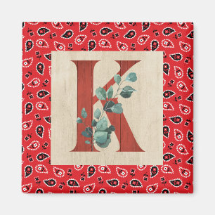 Barn Wood & Bandanna Letter K Magnet