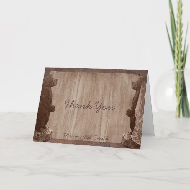 Barn Wood Bears Country Thank You card (Front)