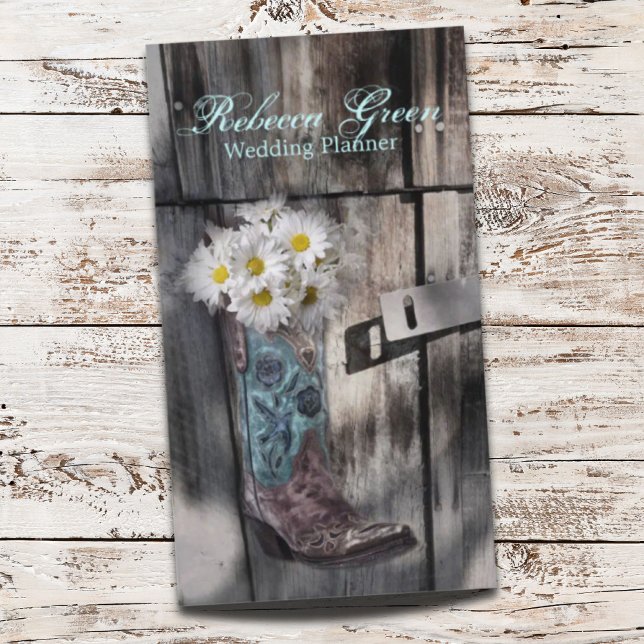 barn wood cowboy boot white daisy florist business card (barn wood cowboy boot white daisy florist business card)