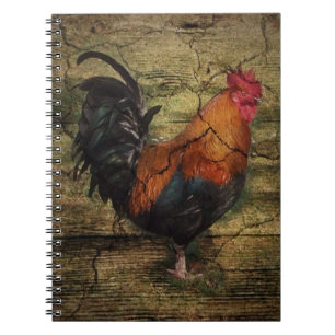 Barn Wood Farm Chicken french country rooster Spiral Notebook