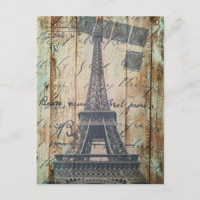 Barn Wood French Country Paris Eiffel Tower Postcard (Front)