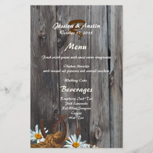 Barn Wood, Horseshoes and Daisies Menu