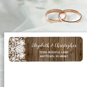 Barn Wood Lace Calligraphy Wedding Return Address