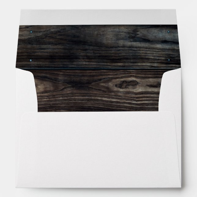 Barn Wood Lined Return Address Wedding  Envelope (Back (Bottom))