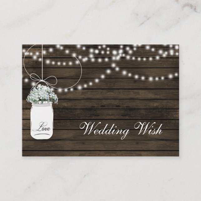 barn wood mason jar rustic wedding details card (Front)