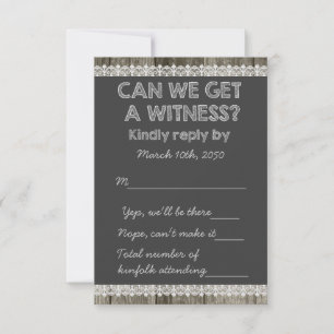 Barn Wood Rustic Chalkboard Country Wedding RSVP Card