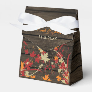Barn Wood Rustic Fall Leaves Wedding Favour Box