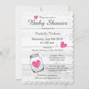 Barn wood rustic mason jar baby shower invitations