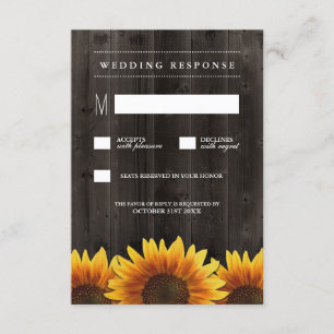 Barn Wood + Rustic Sunflower Wedding RSVP Cards