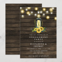 Barn Wood String Lights Sunflower Engagement Party