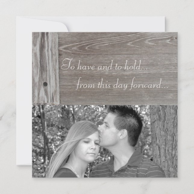Barn wood wedding invitation (Front)