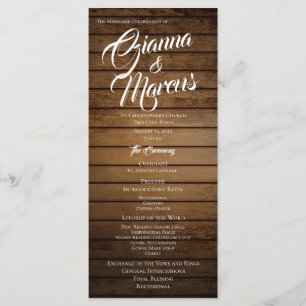 Barn Wood Wedding Program Programme