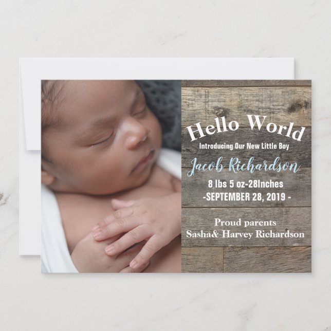 barn wood western country Baby Birth Announcement (Front)