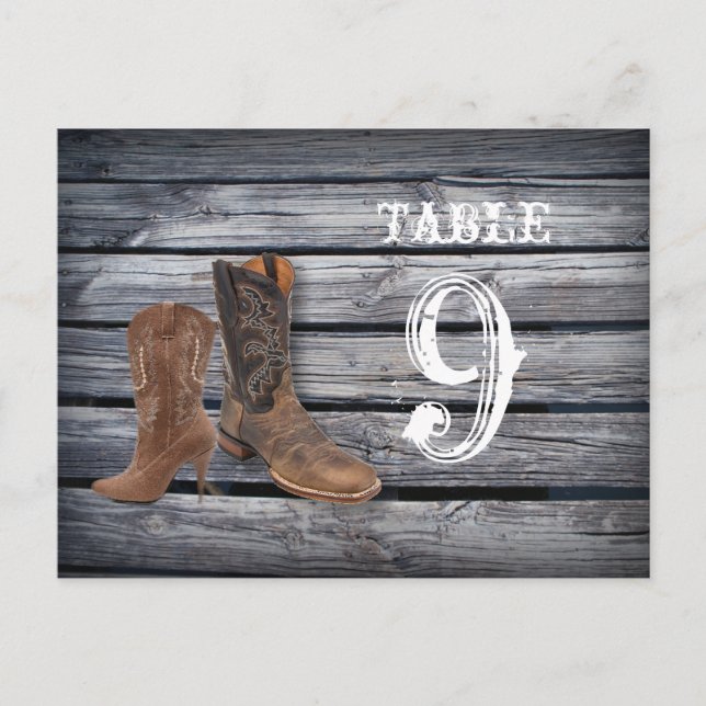 Barn Wood Western Cowboy wedding table numbers Postcard (Front)