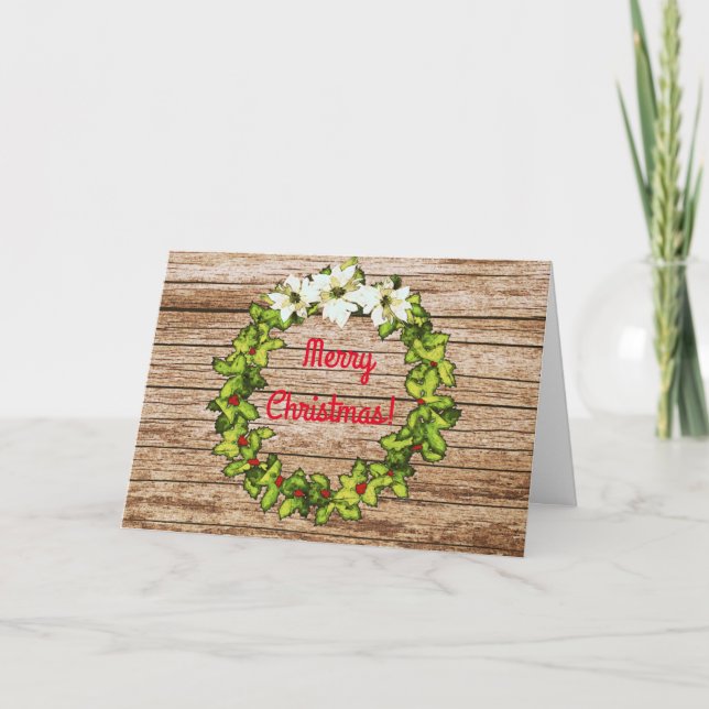 Barn Wood Wreath Christmas Card (Front)