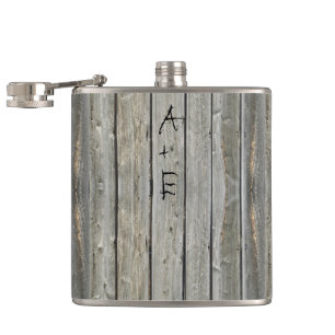 Barn Wood Your Initials Mr. Hipster Vintage Retro Hip Flask