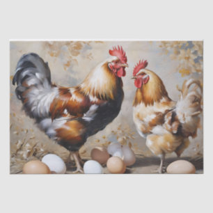 Barn Yard Chickens and Eggs Decoupage Tissue Paper
