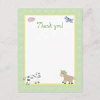 Barn Yard Farm Animals Green Swirl Thank you