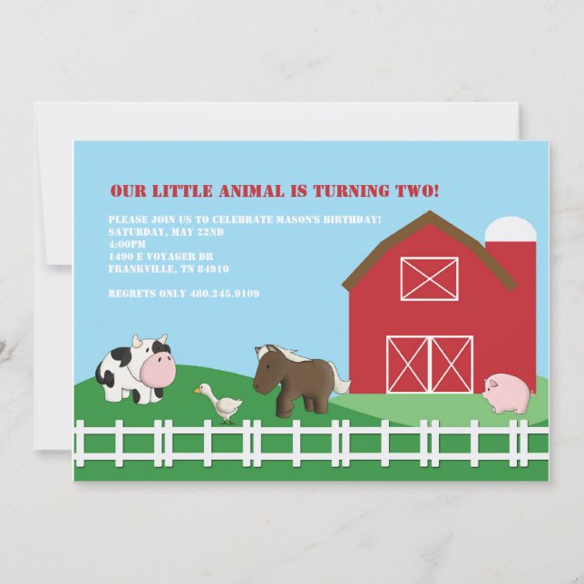 Barn Yard Friends Invitation (Front)