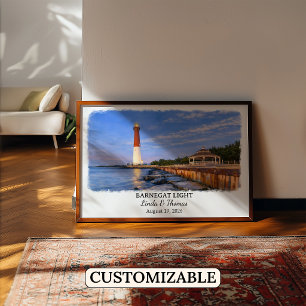 Barnegat Light New Jersey Poster, Watercolor Poster