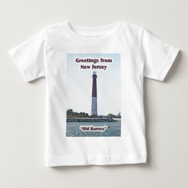 Barnegat Lighthouse NJ Greetings Baby Shirt LBI (Front)