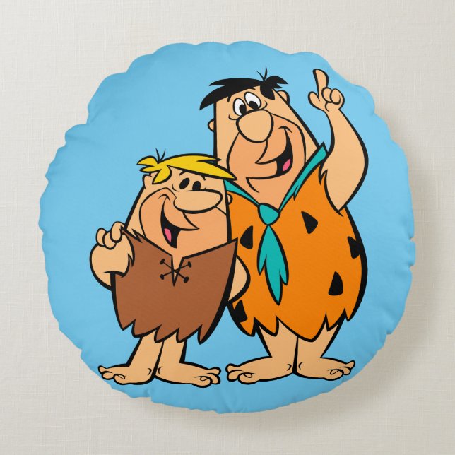 Barney Rubble and Fred Flintstone Round Cushion (Front)