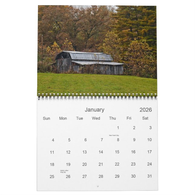 Barns and Old Buildings in Transylvania County Calendar (Jan 2026)