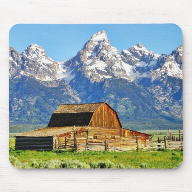 Barns Grand Tetons Mountains Mouse Pad (Front)