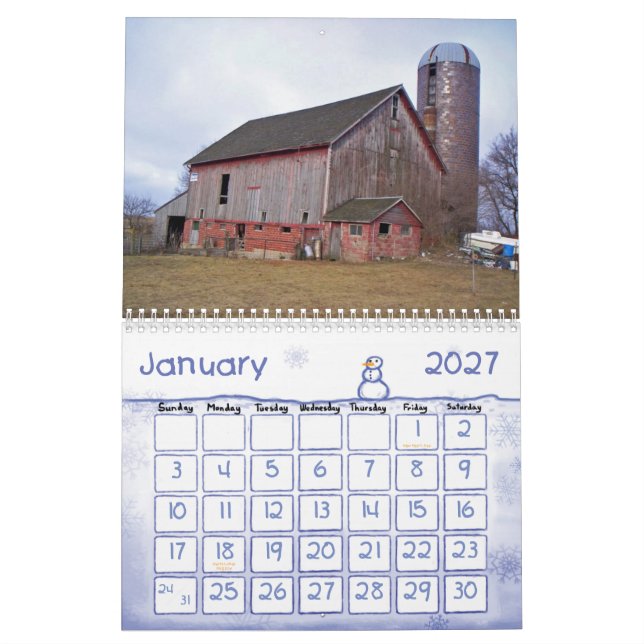 Barns of North Iowa Calendar (Jan 2027)