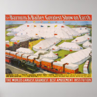 Barnum & Bailey Circus Tents with Train Poster