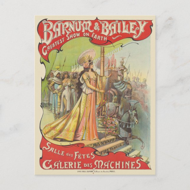 Barnum & Bailey Vintage Poster 1901 Postcard (Front)