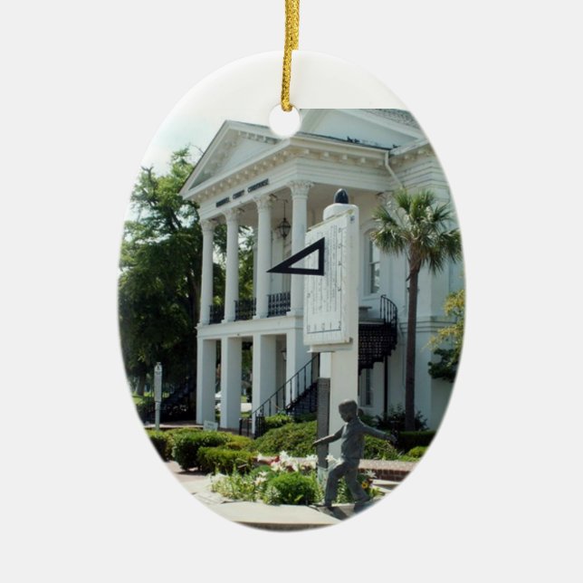 Barnwell Courthouse and Sundial Ceramic Tree Decoration (Front)