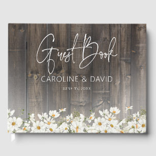 Barnwood and Daisies Rustic Wedding Guest Book