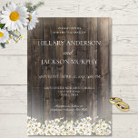 Barnwood and Daisies Wedding Invitation<br><div class="desc">Introducing our rustic yet elegantly charming wedding invitation, where the natural beauty of wild daisies flourishes against a backdrop of weathered barn wood. The text, elegantly centred within a soft halo of light, adds a touch of sophistication to this rural-inspired design. Perfect for a semi-formal or casual wedding event, this...</div>