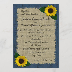 Barnwood and Sunflower Wedding Invitation