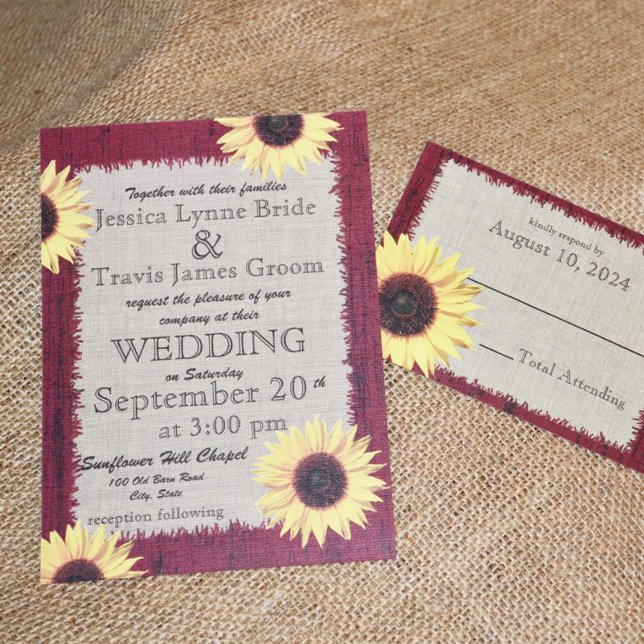 Barnwood and Sunflower Wedding Invitation (Creator Uploaded)