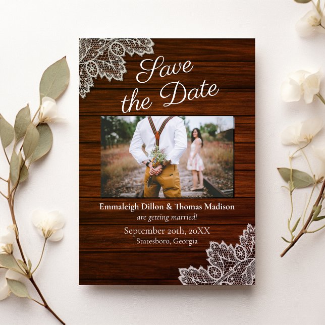 Barnwood and Vintage Lace Wedding Invitation (Creator Uploaded)