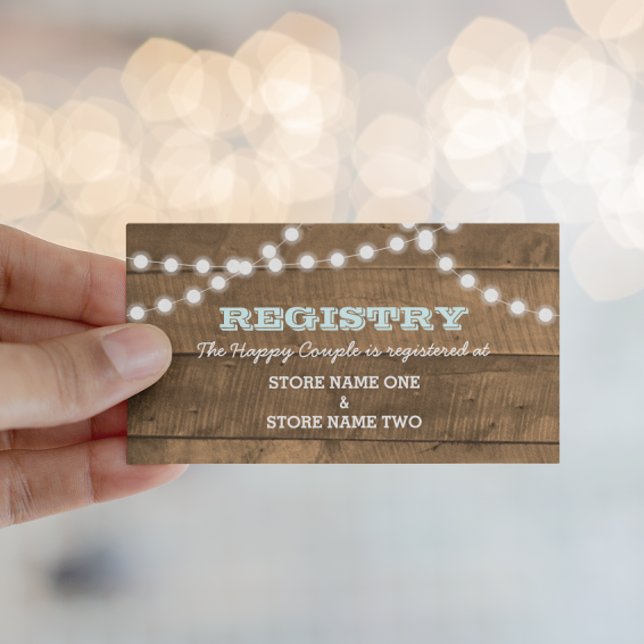 Barnwood Lights Aqua Bridal Wedding Registry Enclosure Card (Creator Uploaded)