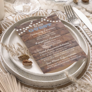 Barnwood Lights Blue Wedding Information Card