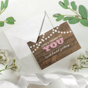 Barnwood Lights Pink Bat Mitzvah Thank You Note