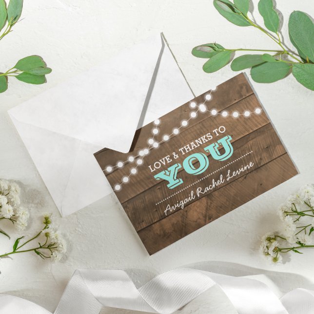 Barnwood Lights Teal B"H Bat Mitzvah Thank You (Creator Uploaded)
