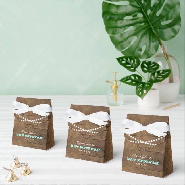 Barnwood Lights Teal Bat Mitzvah Favour Box (Multiple)