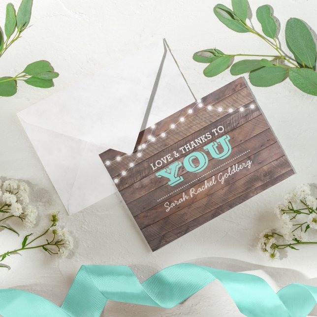 Barnwood Lights Teal Bat Mitzvah Thank You Note (Creator Uploaded)