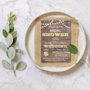 Barnwood Lights Yellow Bridal Shower Invitation