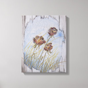 Barnwood Roses Canvas Print