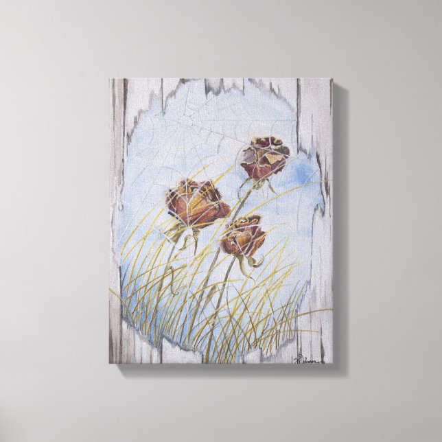 Barnwood Roses Canvas Print (Front)