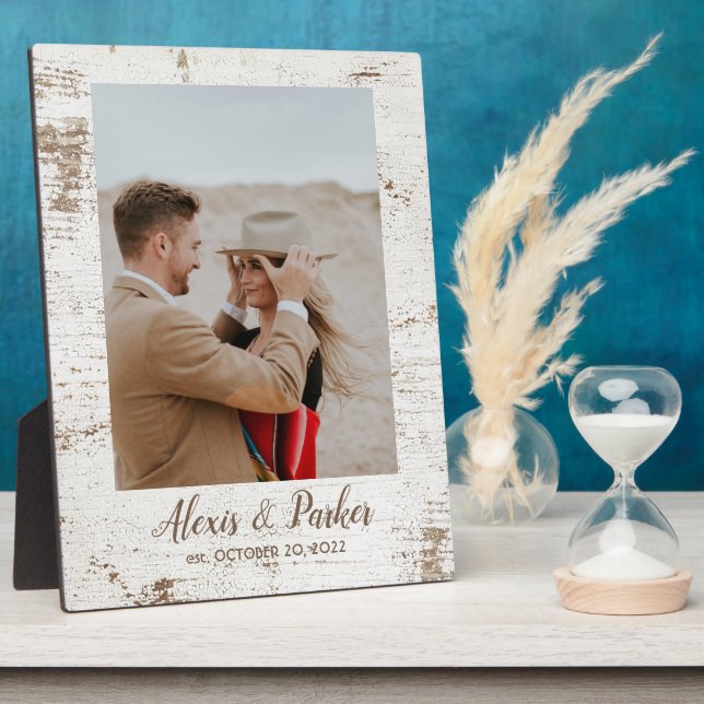 Barnwood Rustic Country Wedding Photo Keepsake Plaque (Side)