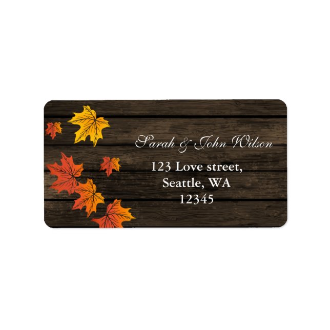 Barnwood Rustic Fall Wedding address label (Front)