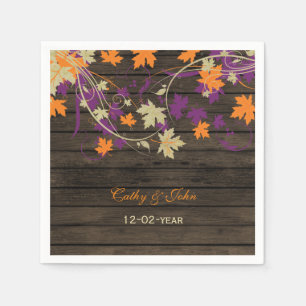 Barnwood Rustic plum personalised wedding napkin
