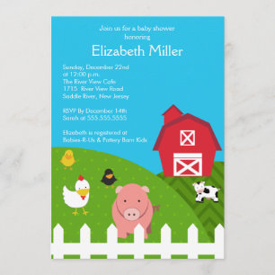Barnyard Animal Neutral Baby Shower Invitation